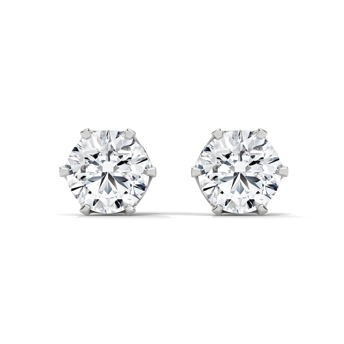 Crown Solitaire Stud Earrings