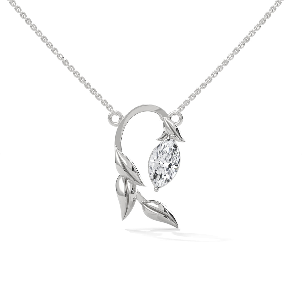 Whispering Leaves Solitaire Pendant