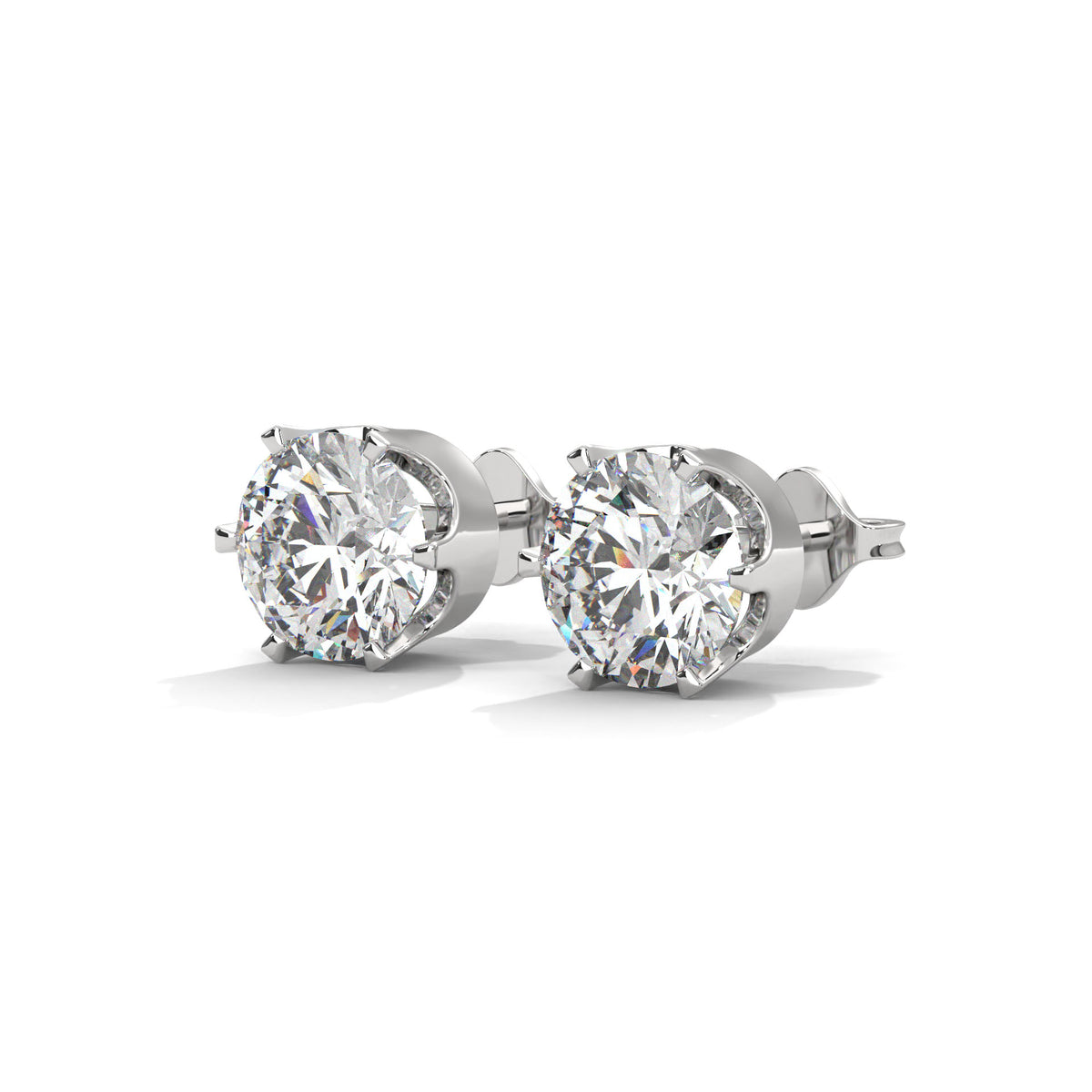 Crown Solitaire Stud Earrings