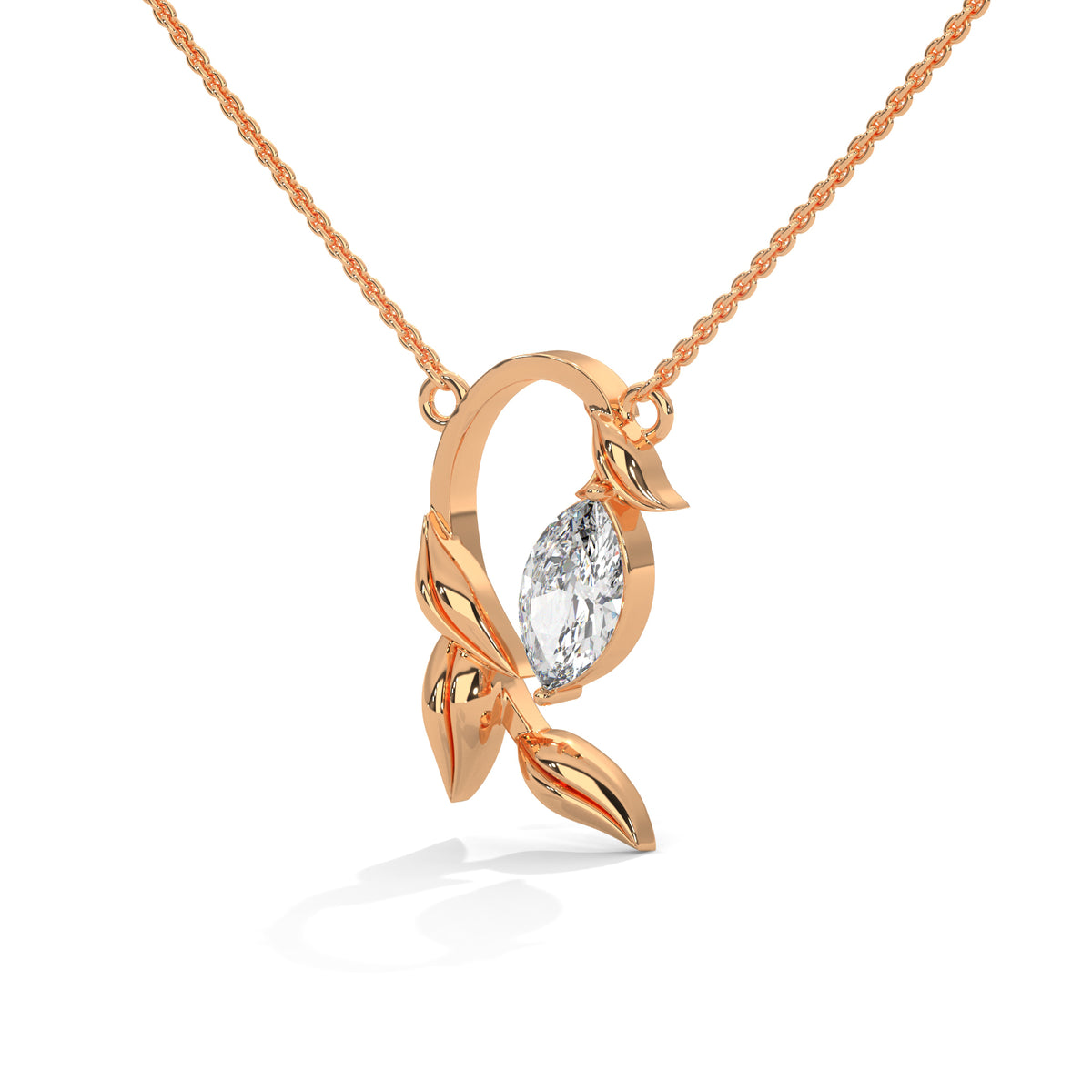 Whispering Leaves Solitaire Pendant