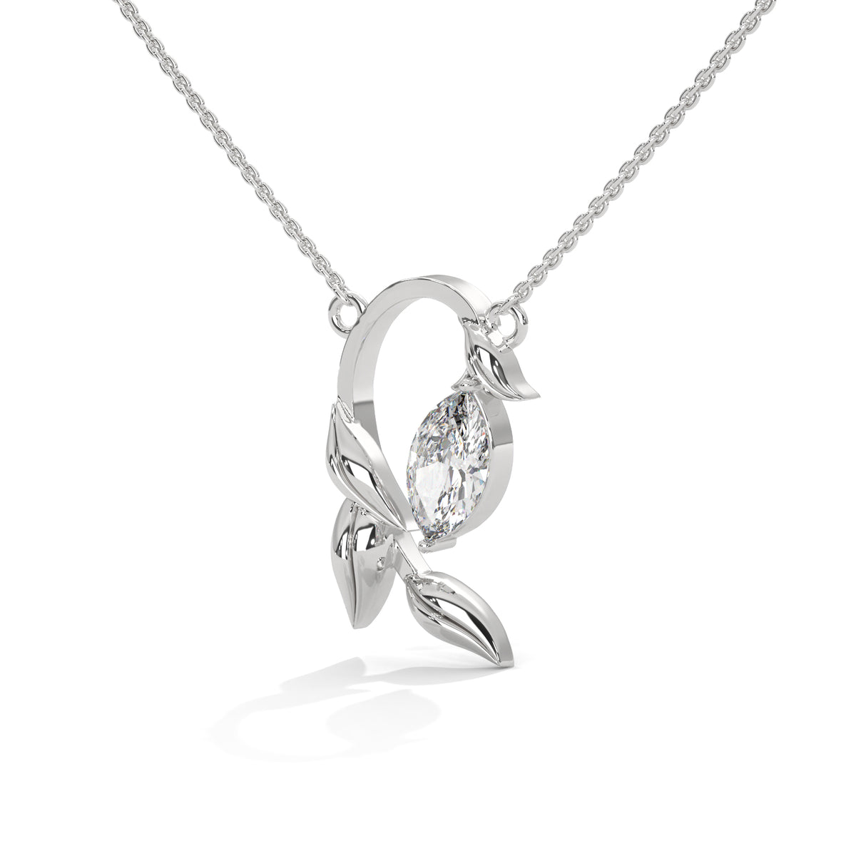 Whispering Leaves Solitaire Pendant