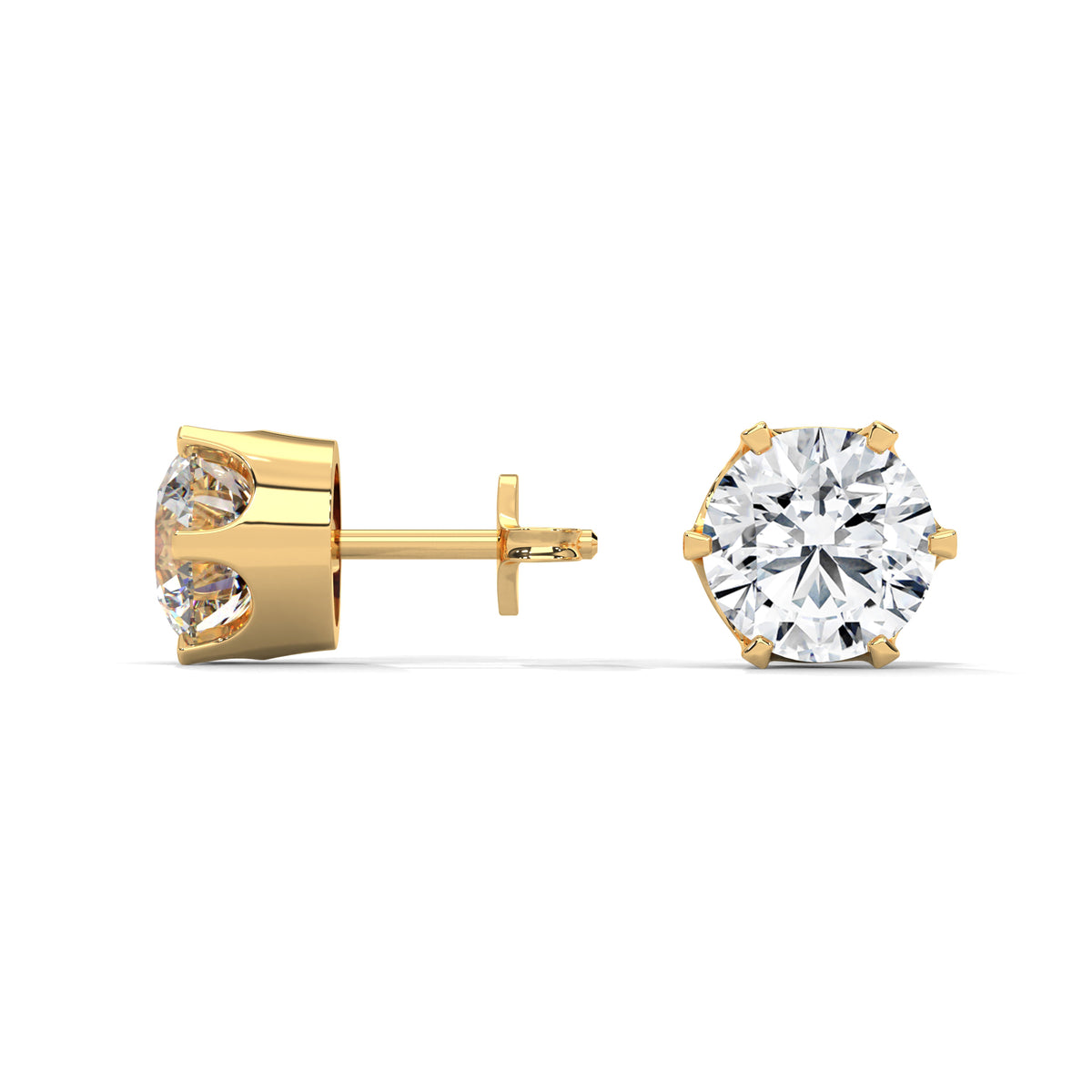 Crown Solitaire Stud Earrings