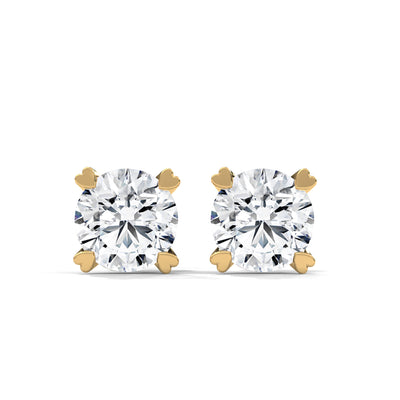 Crowned Heart Solitaire Stud Earrings — IGI Certified Diamond Jewellery | My Carat India