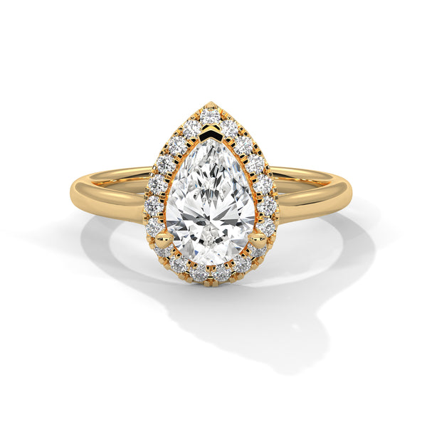 Teardrop Halo Solitaire Ring