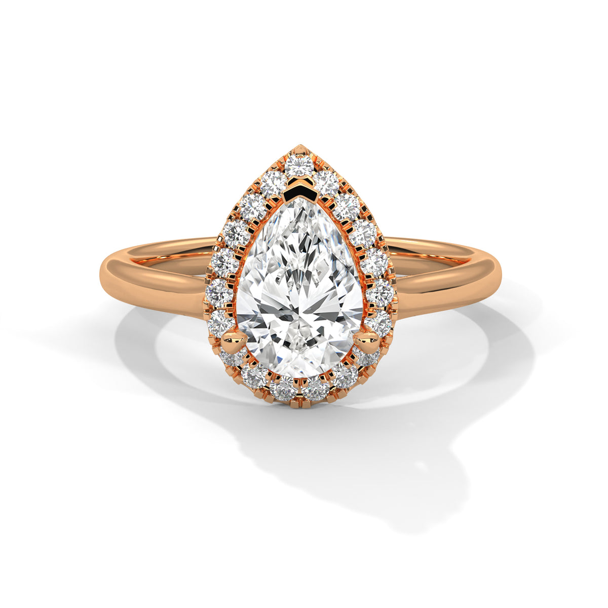 Teardrop Halo Solitaire Ring
