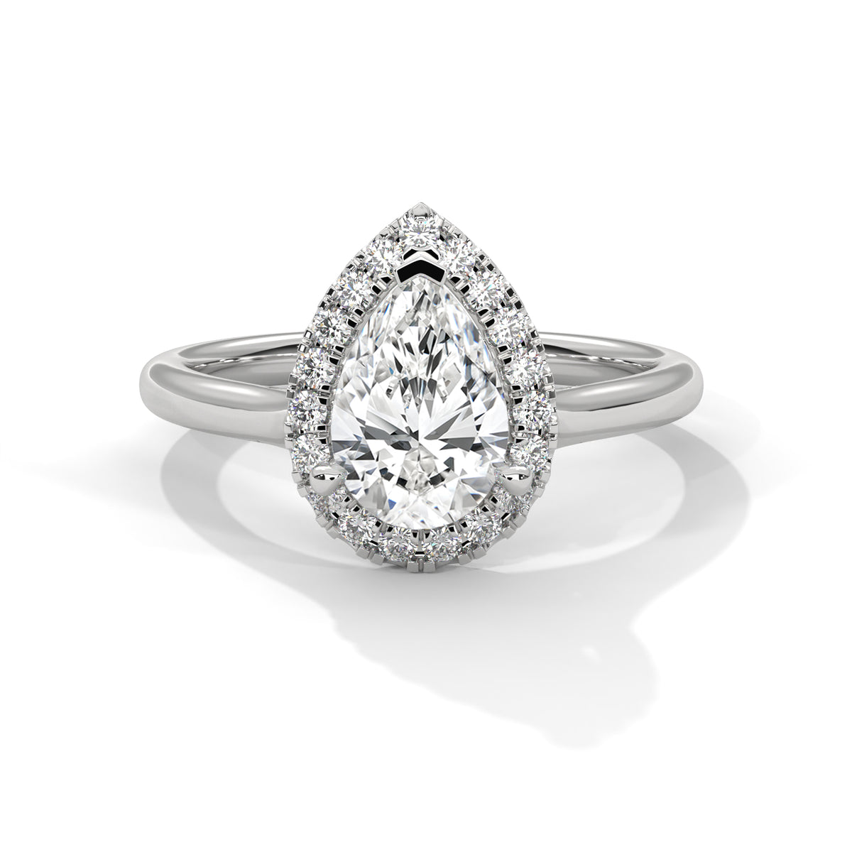 Teardrop Halo Solitaire Ring