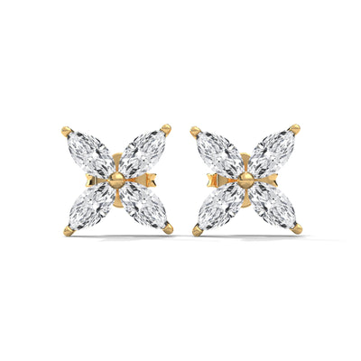 Four Petal Bloom Diamond Stud Earrings — IGI Certified Diamond Jewellery | My Carat India