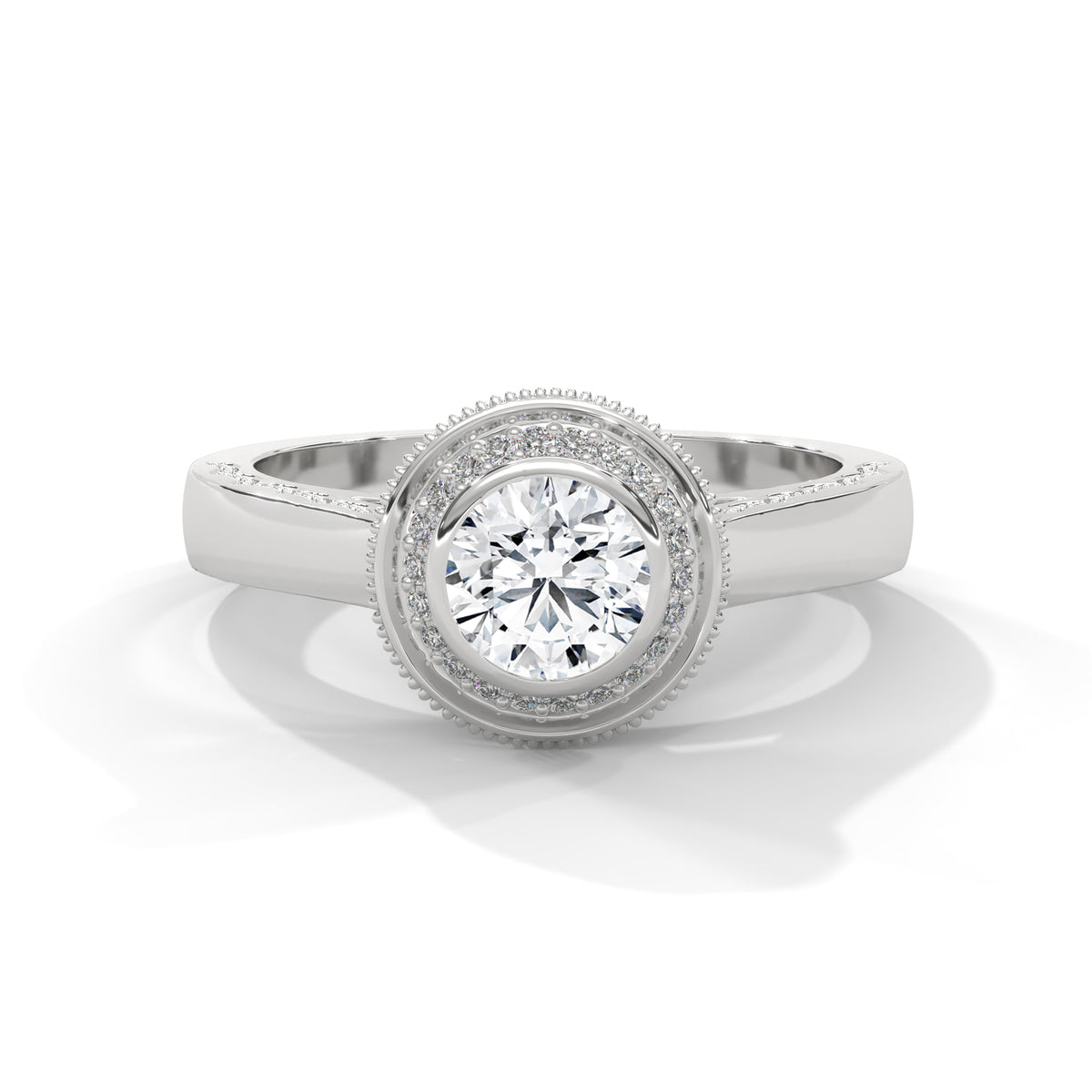 Vintage Halo Milgrain Solitaire Ring