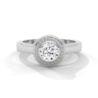 Vintage Halo Milgrain Solitaire Ring — IGI Certified Diamond Jewellery | My Carat India