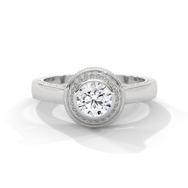 Vintage Halo Milgrain Solitaire Ring
