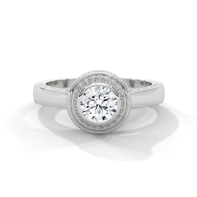Vintage Halo Milgrain Solitaire Ring