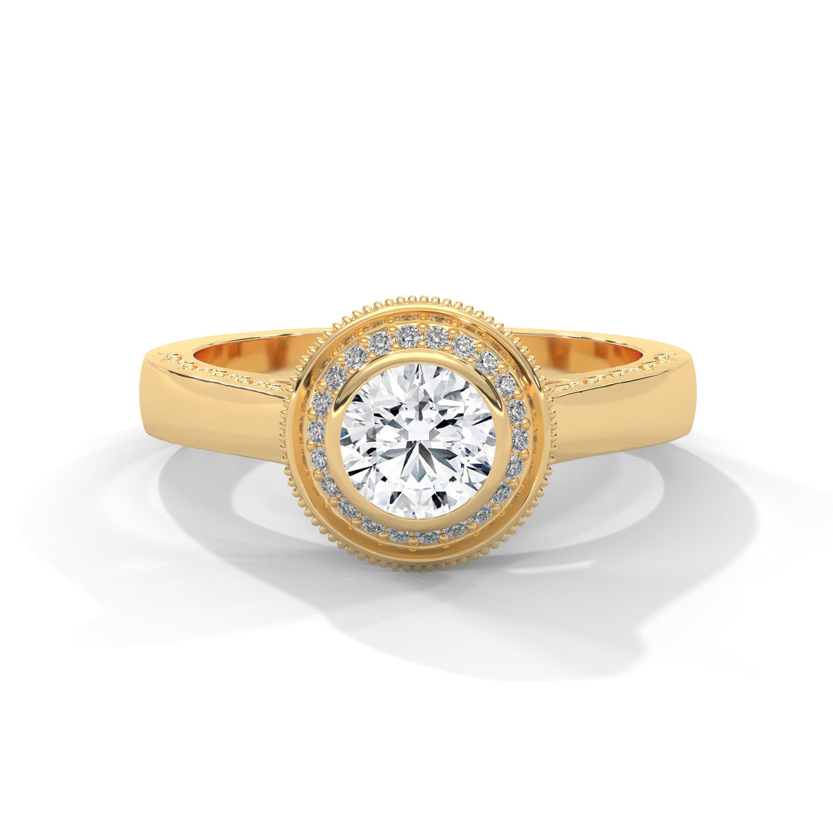 Vintage Halo Milgrain Solitaire Ring