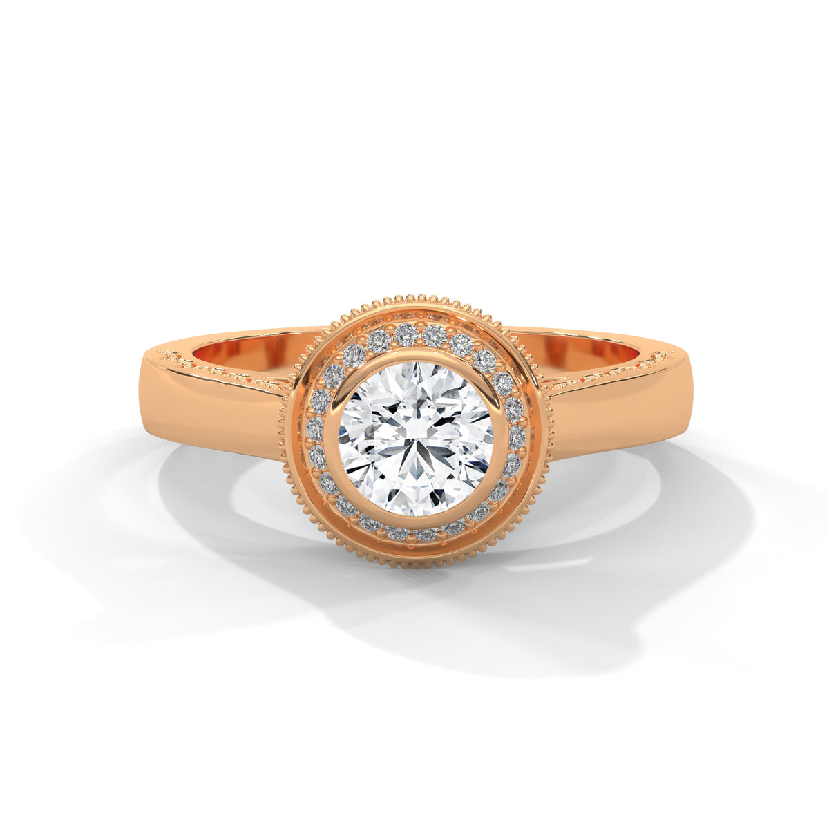 Vintage Halo Milgrain Solitaire Ring