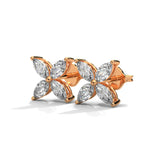 Four Petal Bloom Diamond Stud Earrings