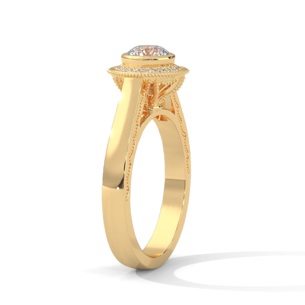 Vintage Halo Milgrain Solitaire Ring