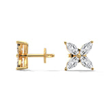Four Petal Bloom Diamond Stud Earrings