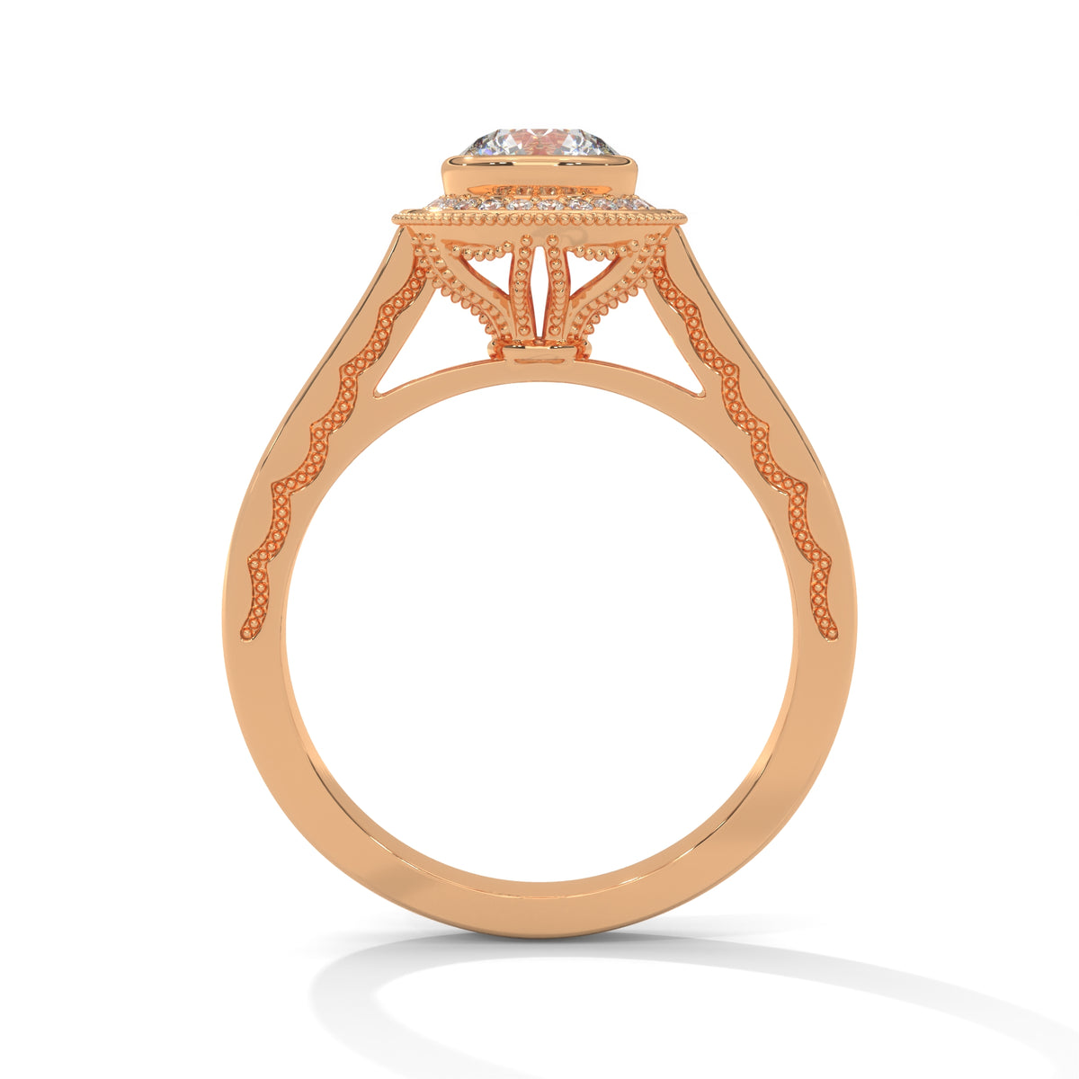 Vintage Halo Milgrain Solitaire Ring