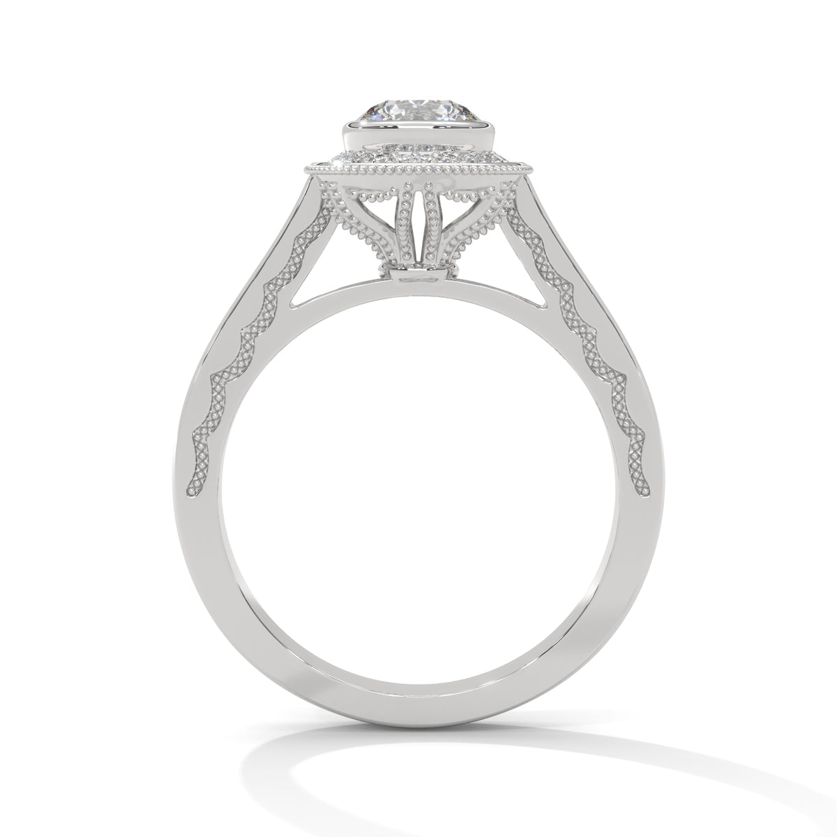 Vintage Halo Milgrain Solitaire Ring