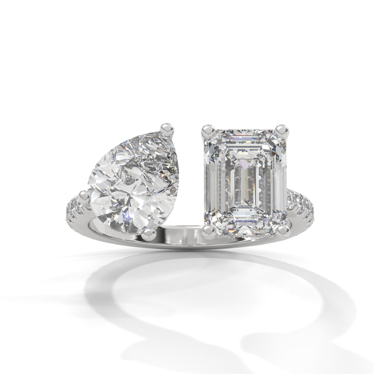 Toi et Moi Bypass Solitaire Ring