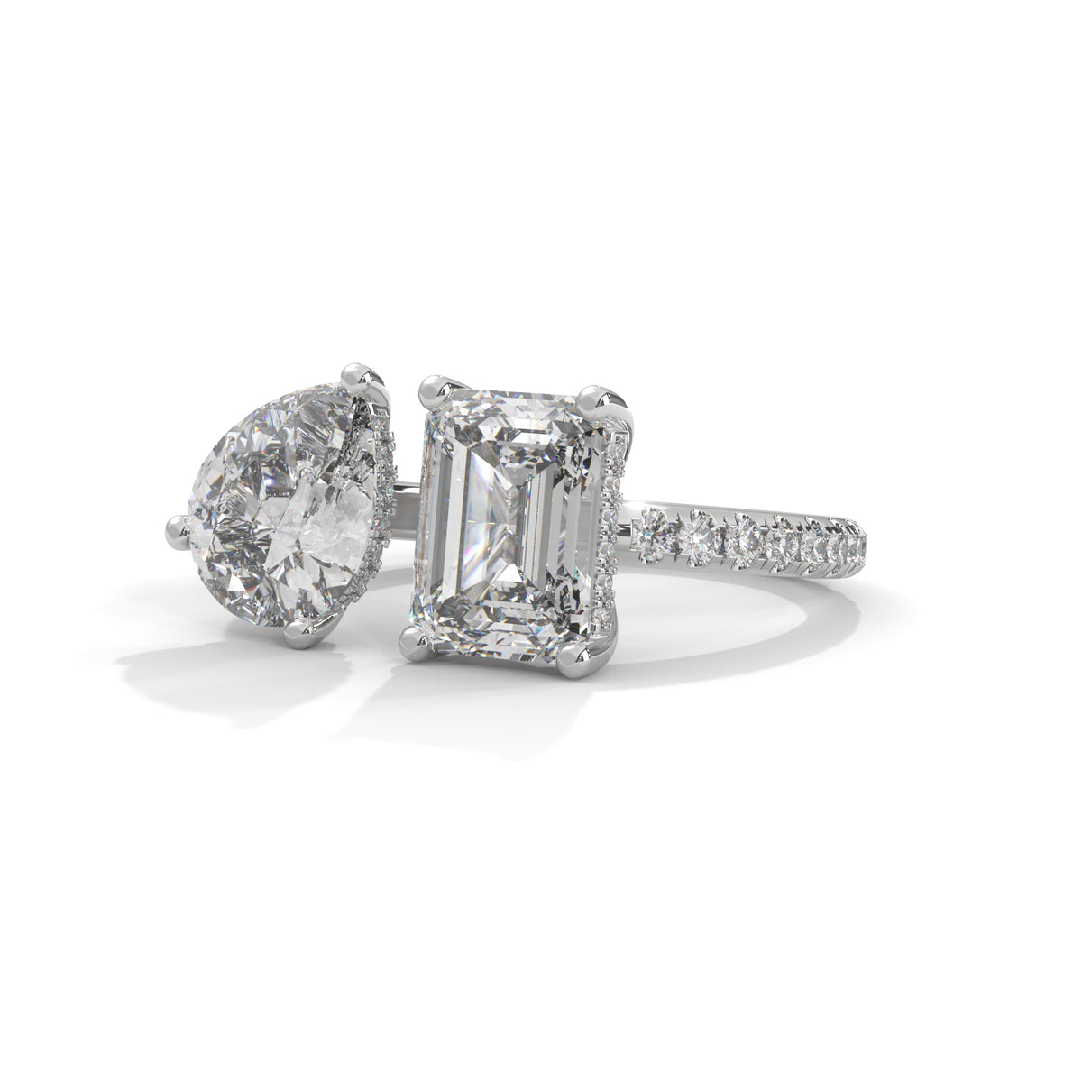 Toi et Moi Bypass Solitaire Ring