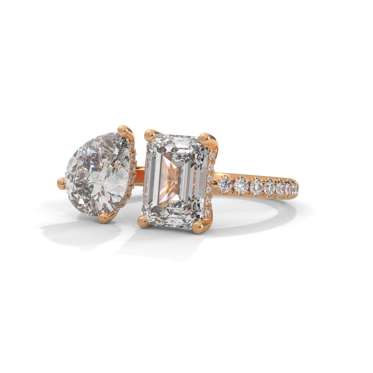 Toi et Moi Bypass Solitaire Ring