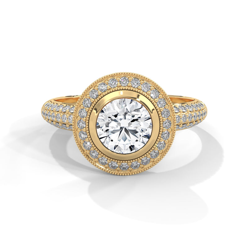 Celestial Bezel Halo Solitaire Ring
