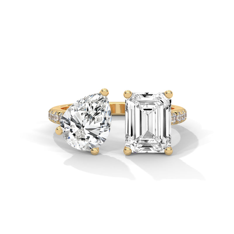 Toi et Moi Bypass Solitaire Ring