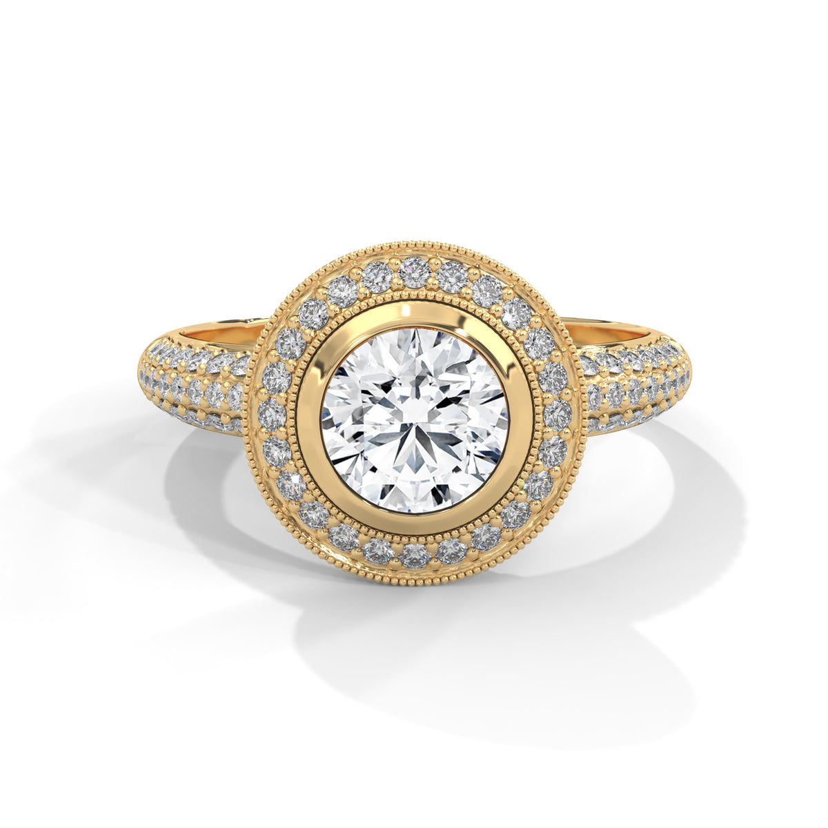 Celestial Bezel Halo Solitaire Ring