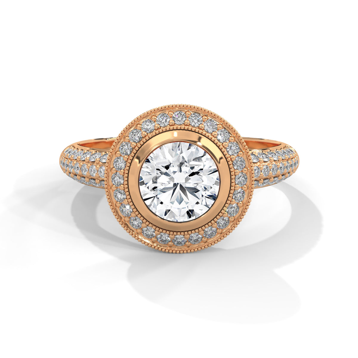 Celestial Bezel Halo Solitaire Ring