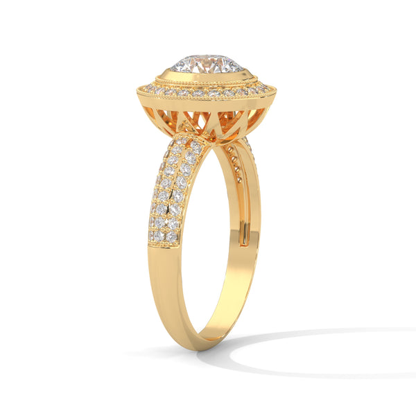 Celestial Bezel Halo Solitaire Ring