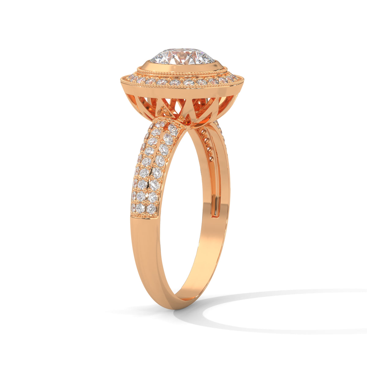 Celestial Bezel Halo Solitaire Ring