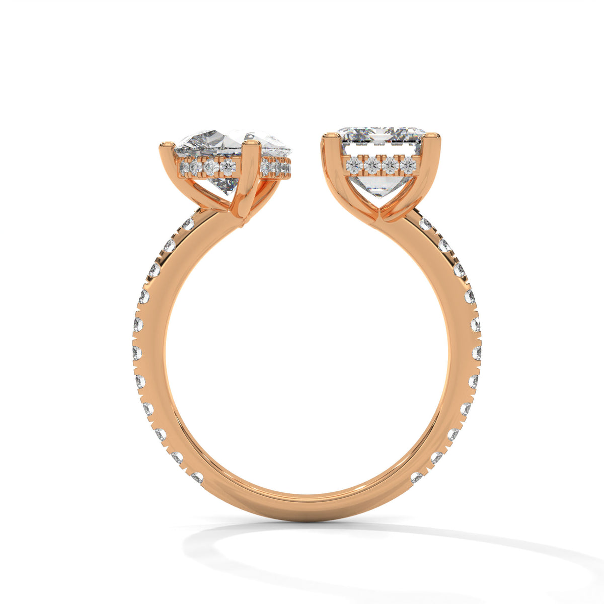 Toi et Moi Bypass Solitaire Ring