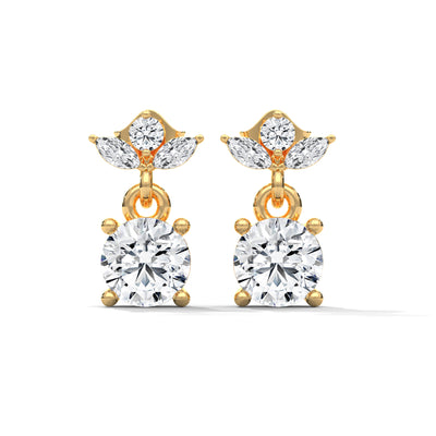 Crowned Bloom Drop Earrings — IGI Certified Diamond Jewellery | My Carat India