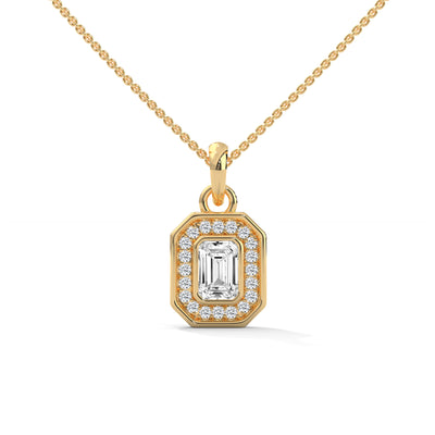 Emerald Halo Octagon Pendant — IGI Certified Diamond Jewellery | My Carat India