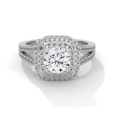 Double Halo Cushion Solitaire Ring — IGI Certified Diamond Jewellery | My Carat India