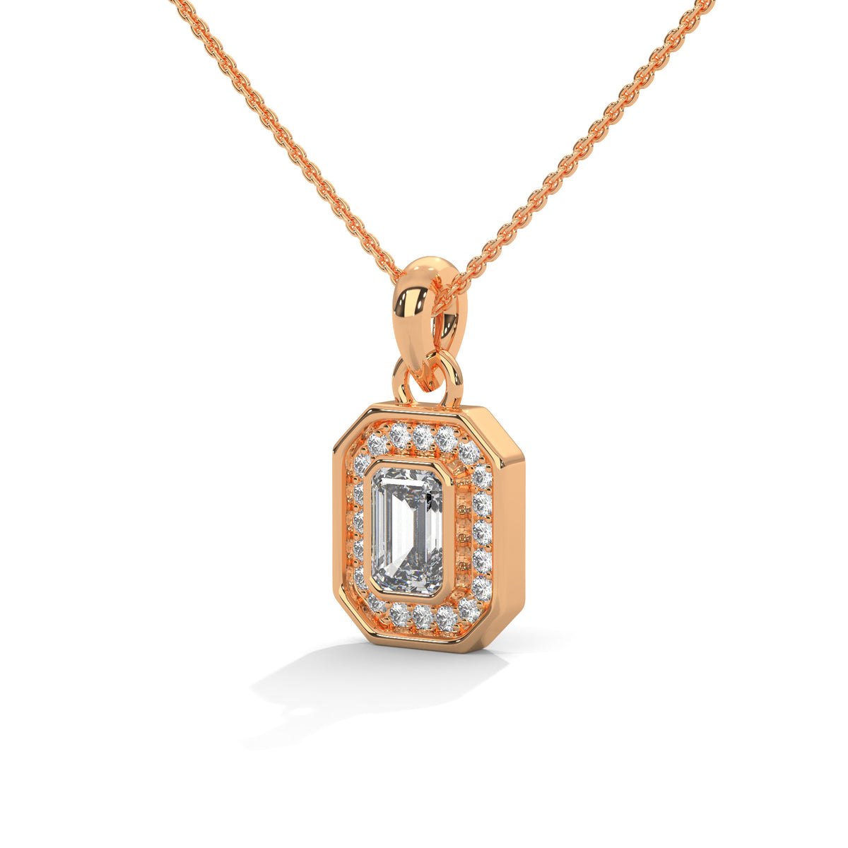 Emerald Halo Octagon Pendant