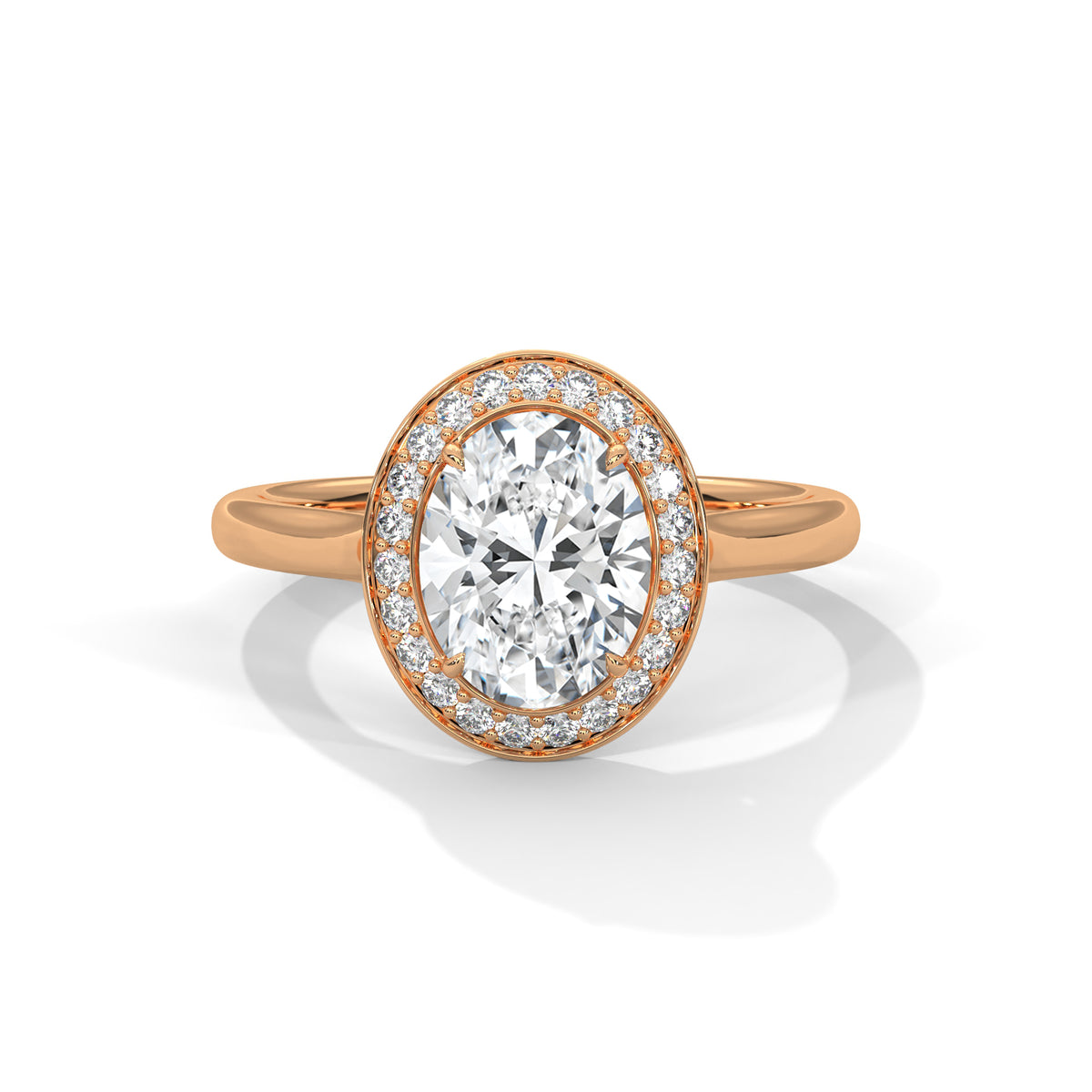 Oval Halo Solitaire Ring