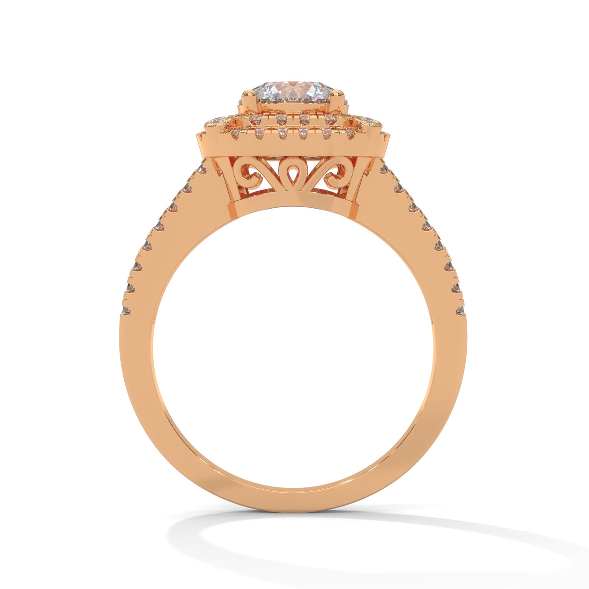 Double Halo Cushion Solitaire Ring