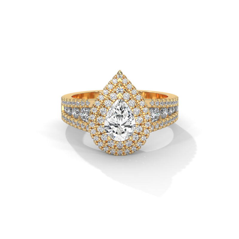 Double Crown Pear Engagement Ring