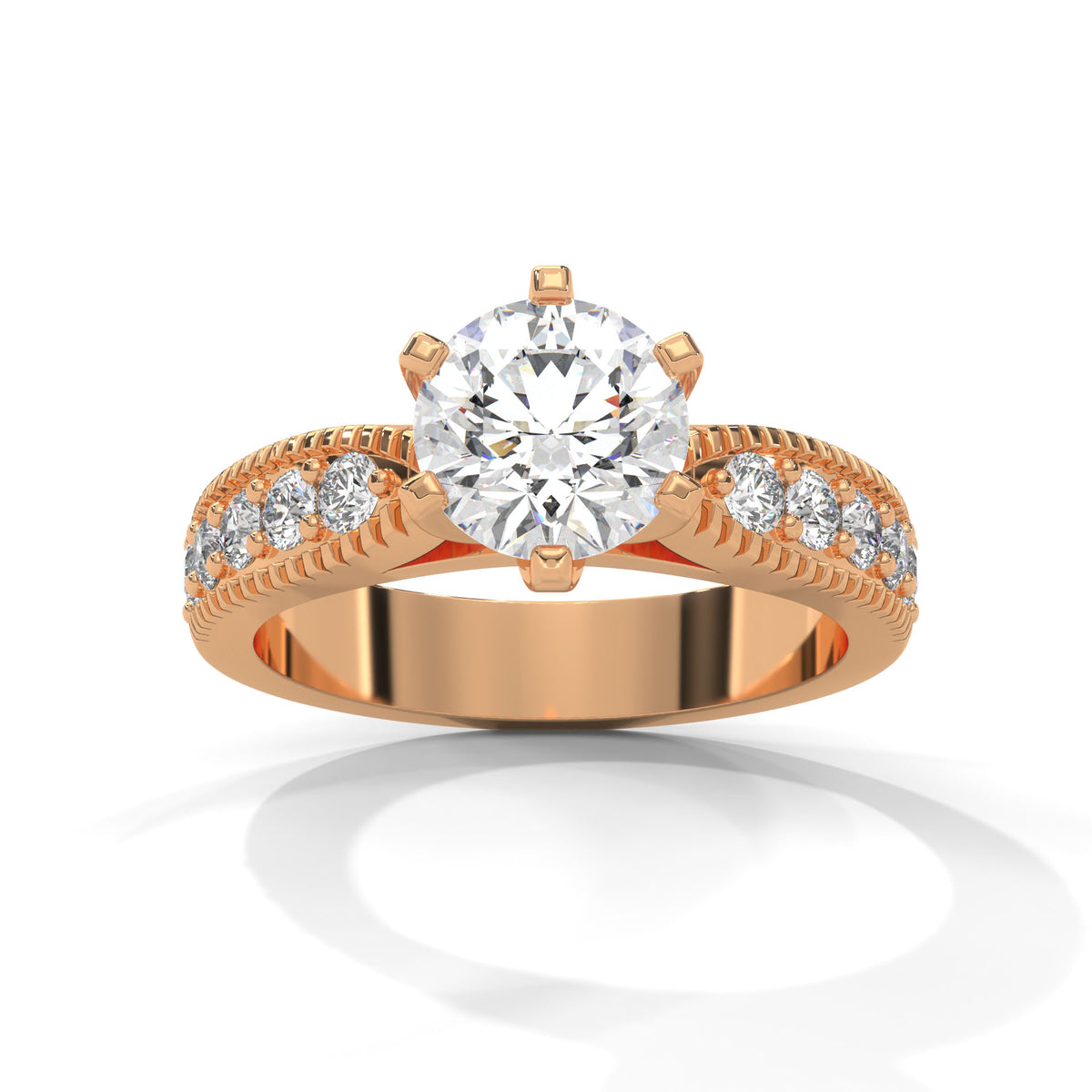 Milgrain Crown Solitaire Ring