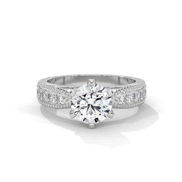 Milgrain Crown Solitaire Ring