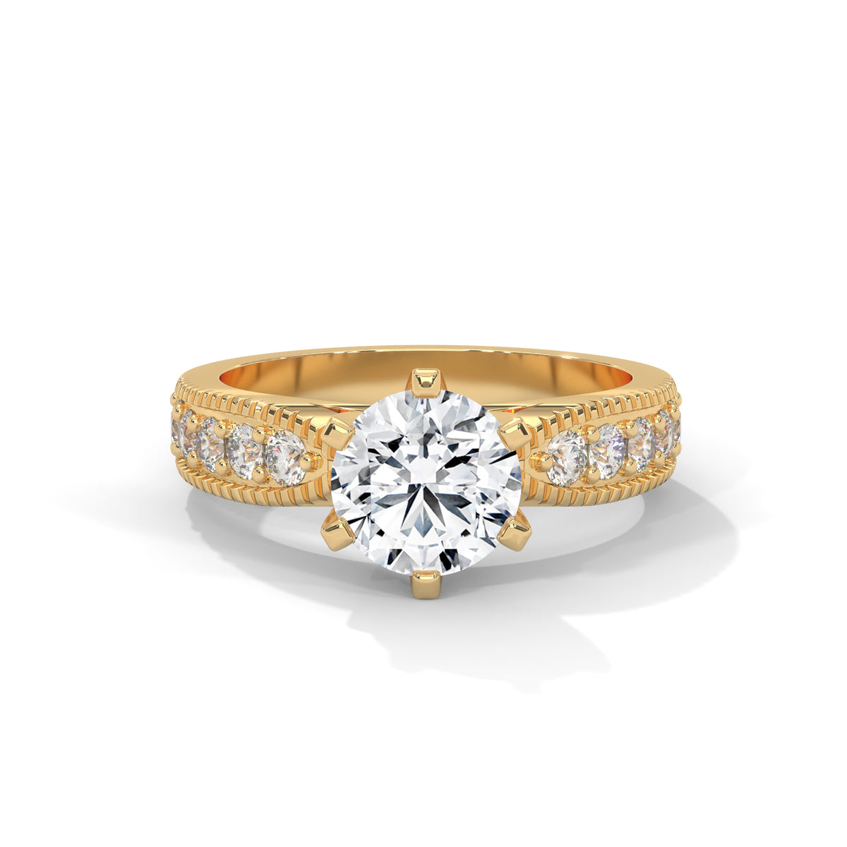 Milgrain Crown Solitaire Ring