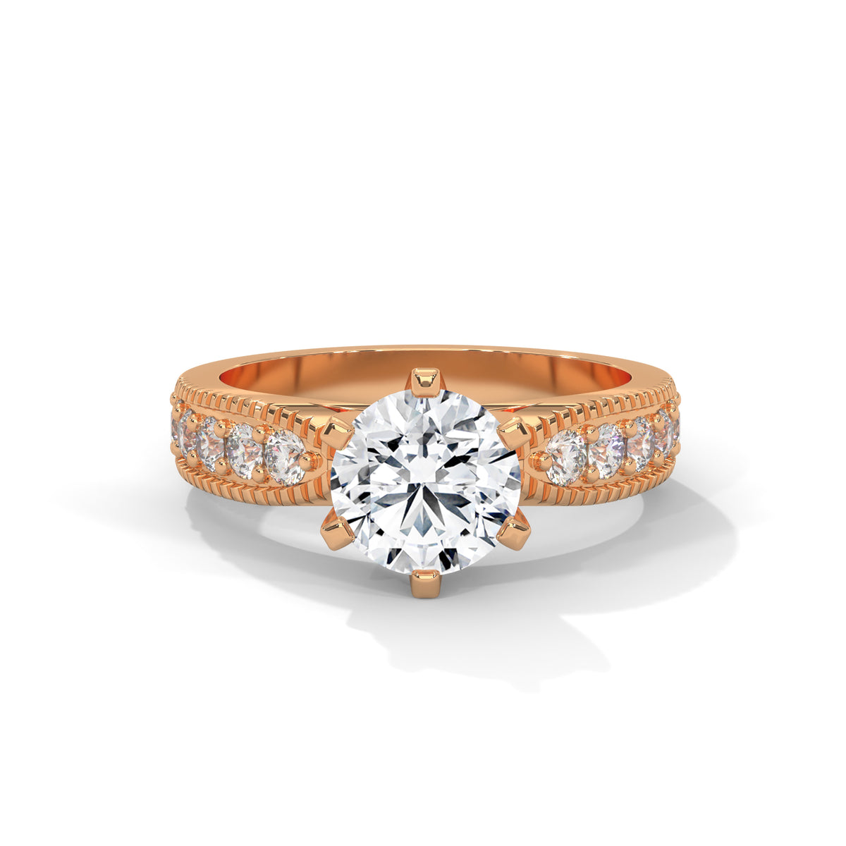 Milgrain Crown Solitaire Ring