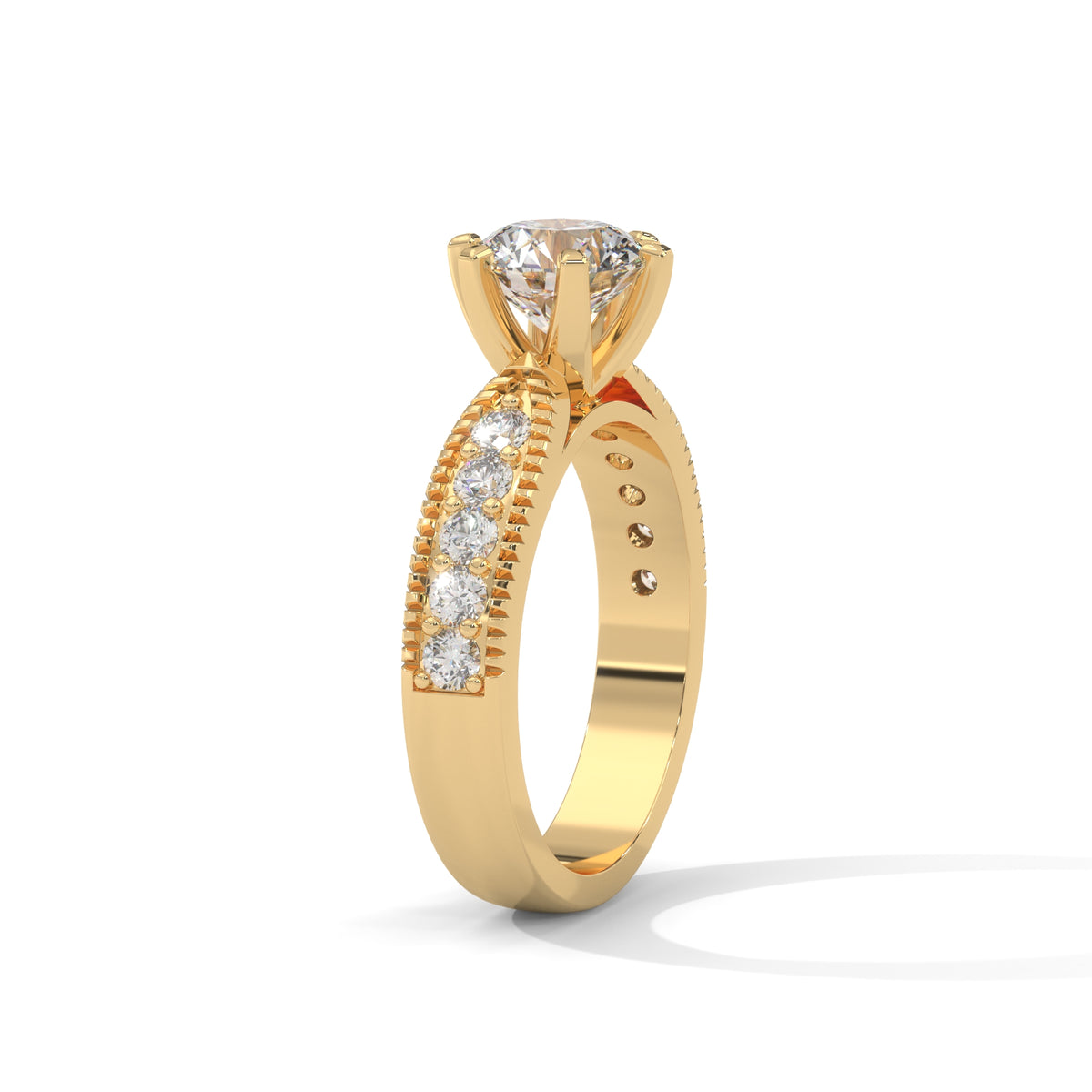 Milgrain Crown Solitaire Ring