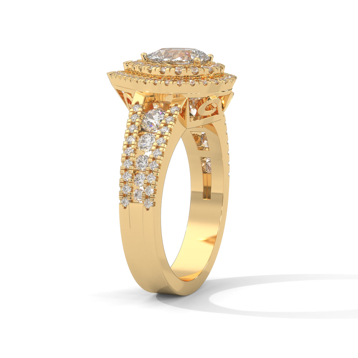 Double Crown Pear Engagement Ring