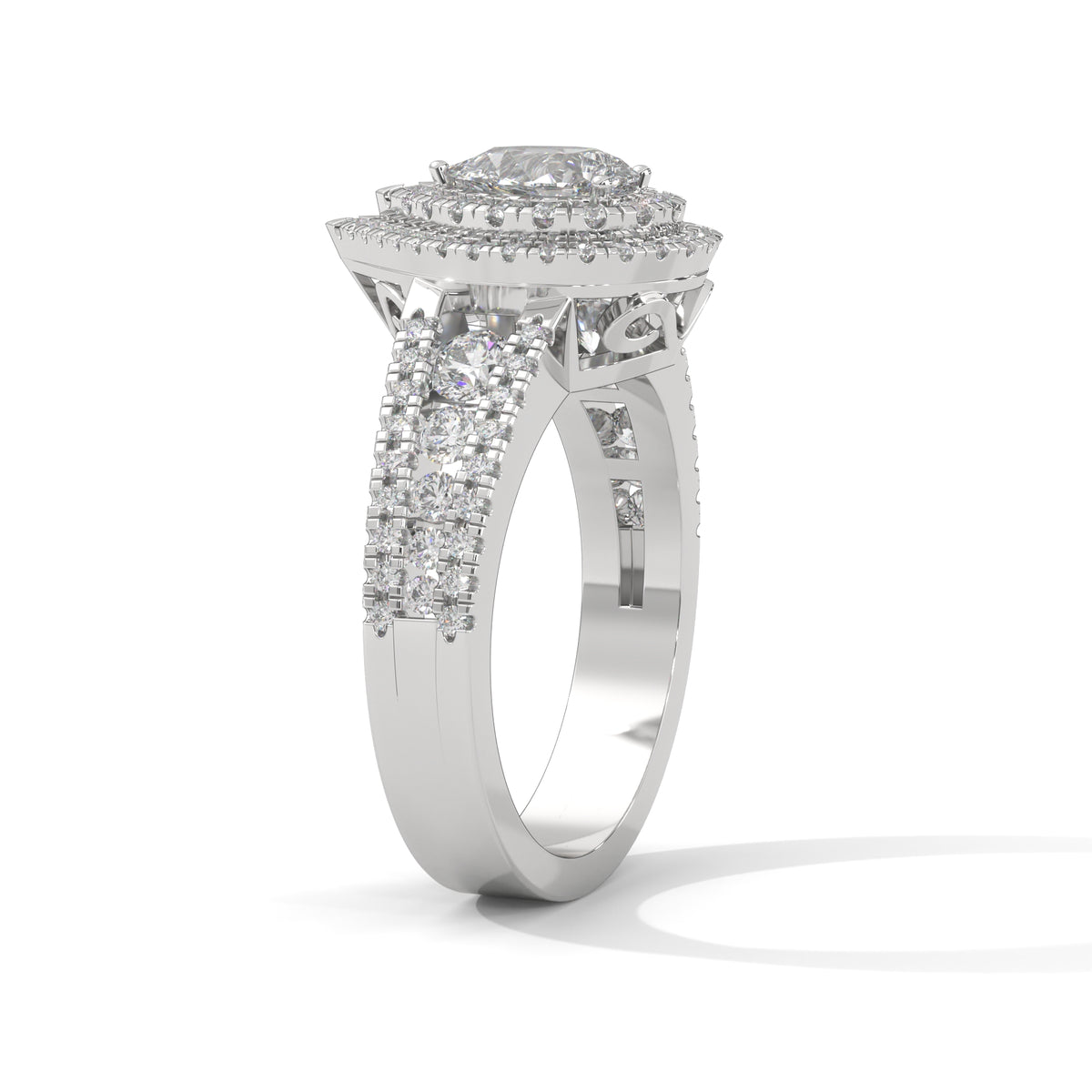 Double Crown Pear Engagement Ring