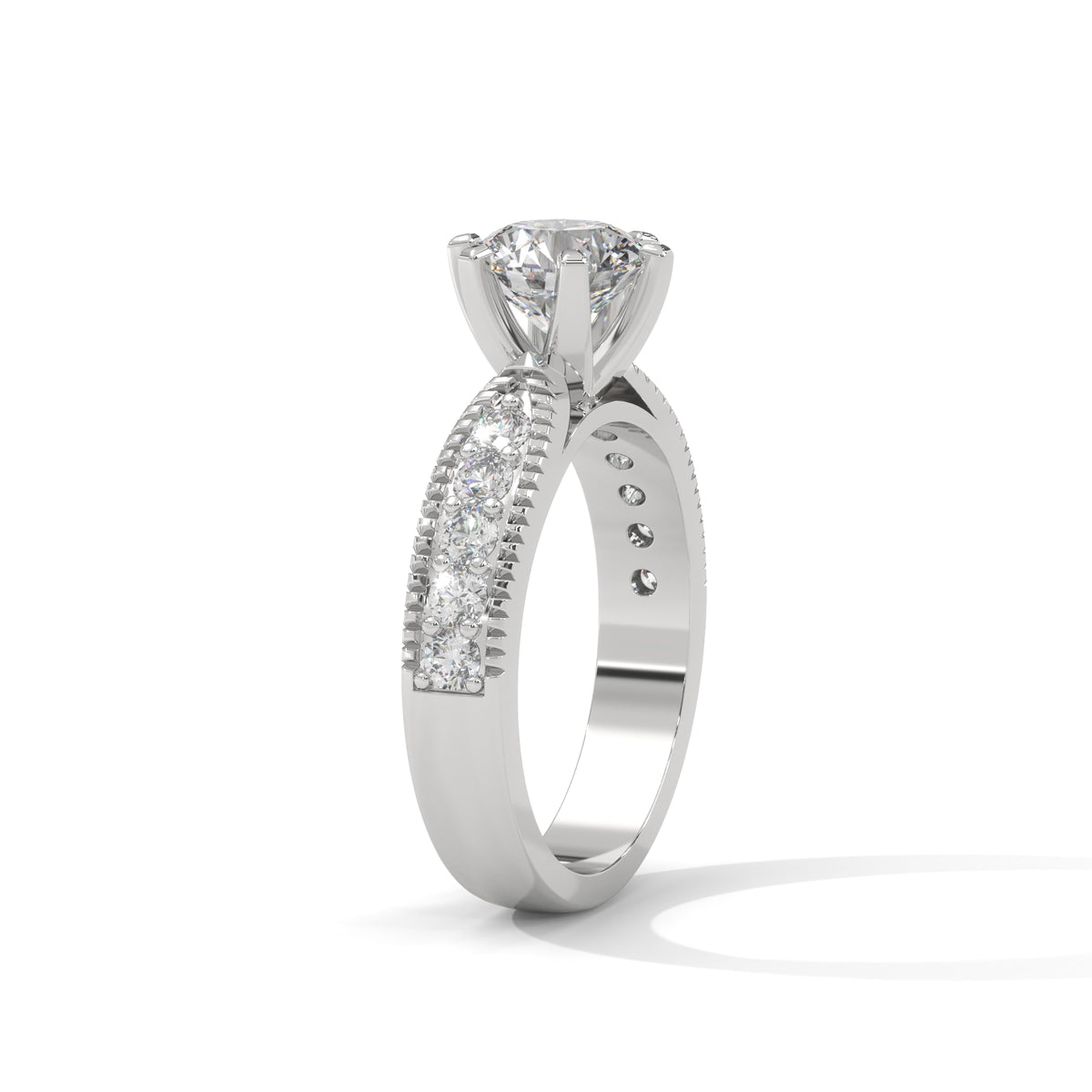 Milgrain Crown Solitaire Ring