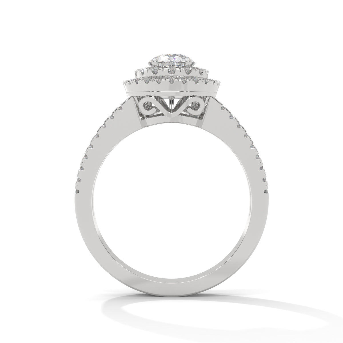 Double Crown Pear Engagement Ring