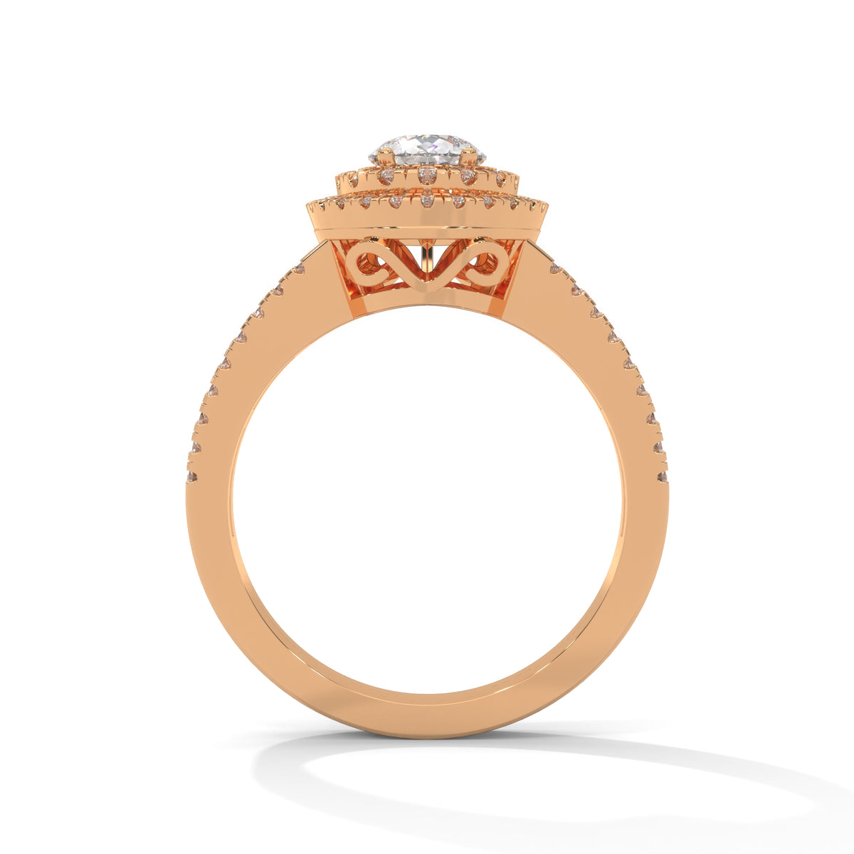 Double Crown Pear Engagement Ring