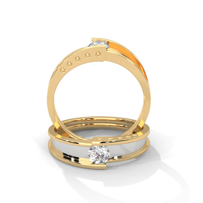 Sovereign Two-Tone Solitaire Ring — IGI Certified Diamond Jewellery | My Carat India